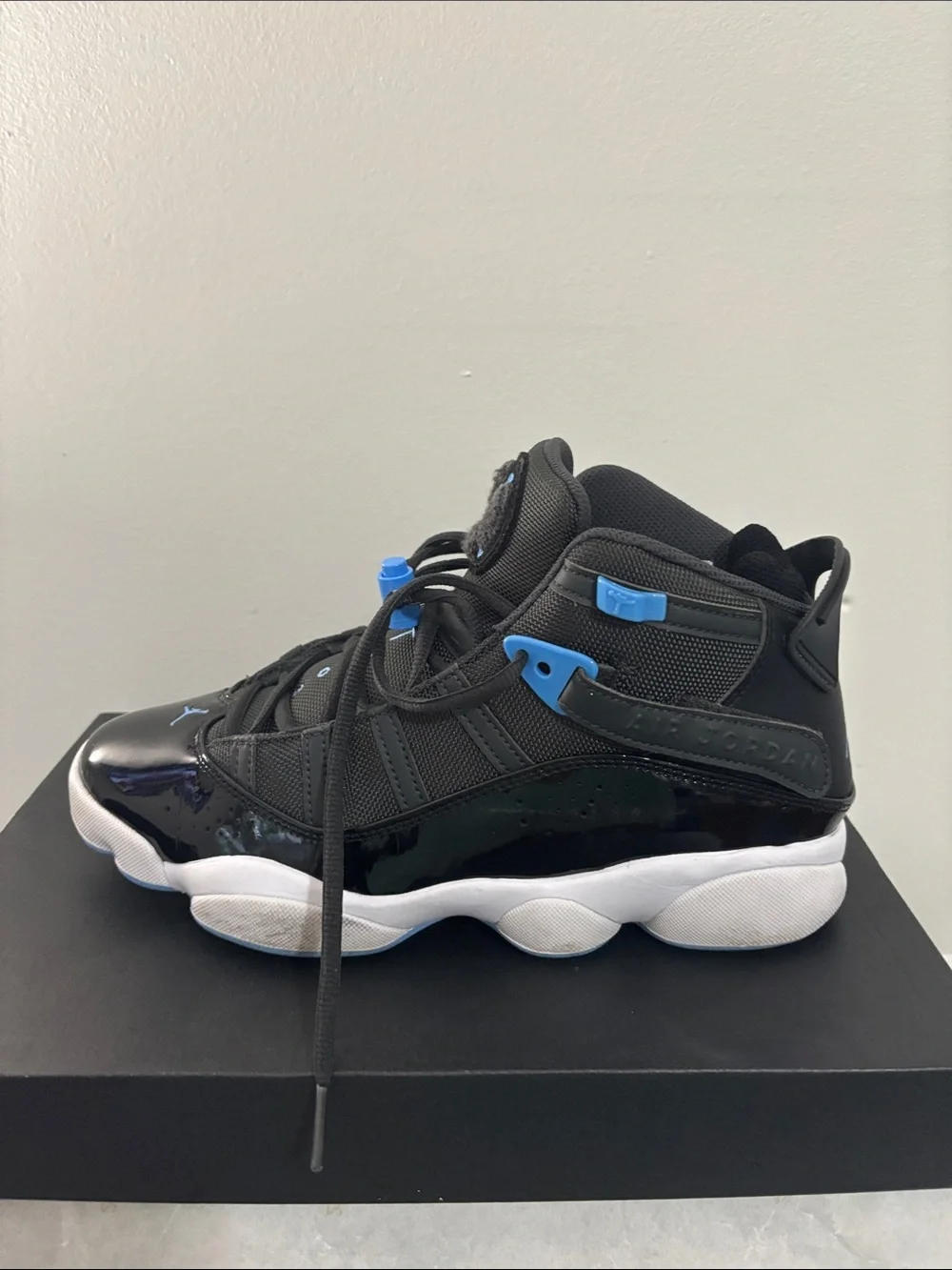 Jordan 6 Rings - Black and Blue High-Top Basketball Sneakers